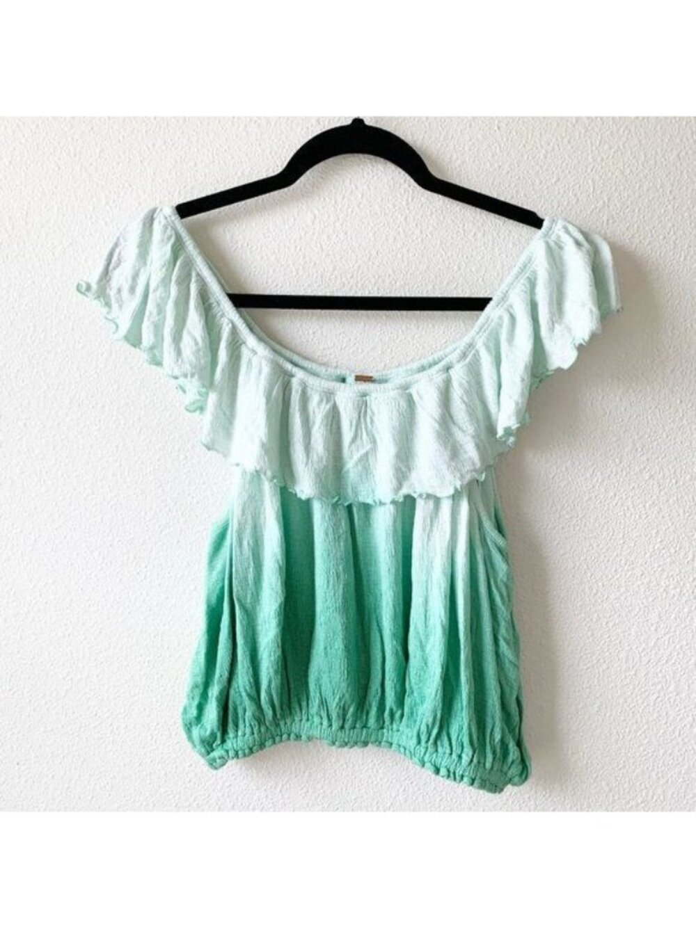 Free People Light Green Ombre Ruffle Tank Top Women's X-Small XS
